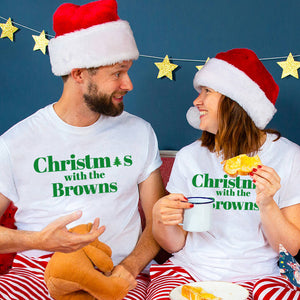 Personalised 'Christmas With The…' Couples Pyjamas Set