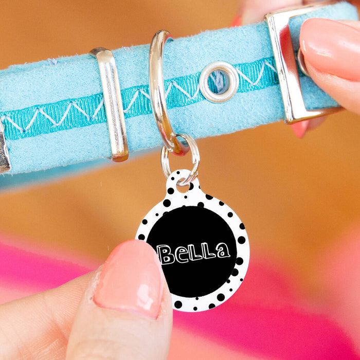 Personalised Circle Black Spot Pet ID Tag
