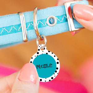 Personalised Circle Black Spot Pet ID Tag