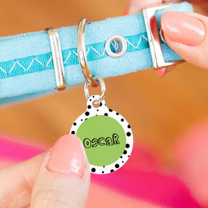 Personalised Circle Black Spot Pet ID Tag