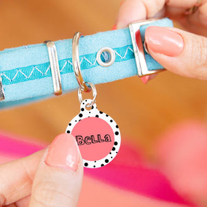 Personalised Circle Black Spot Pet ID Tag