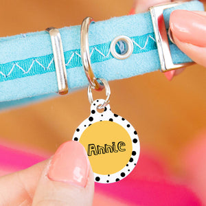 Personalised Circle Black Spot Pet ID Tag