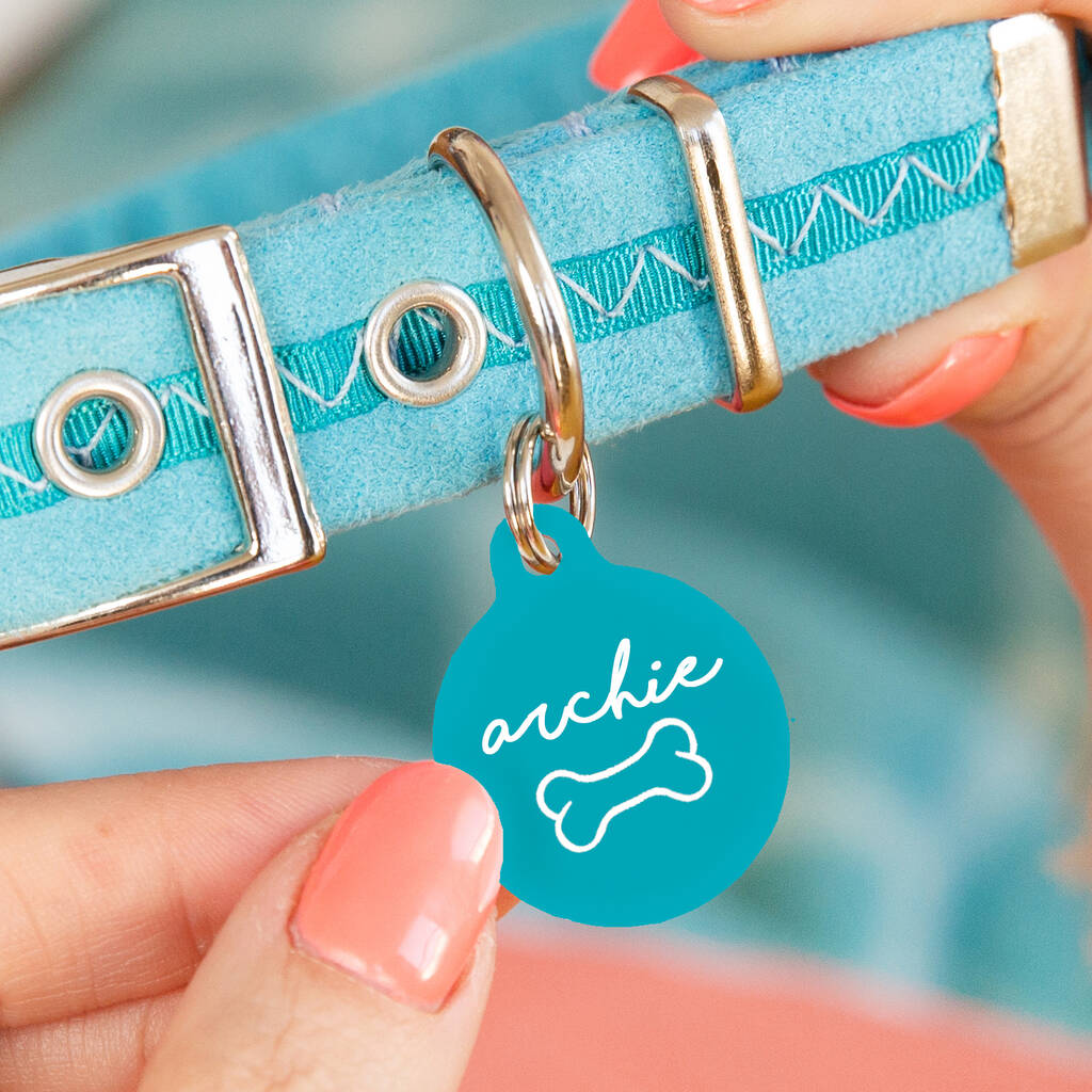 Personalised Circle Dog Bone Pet ID Tag