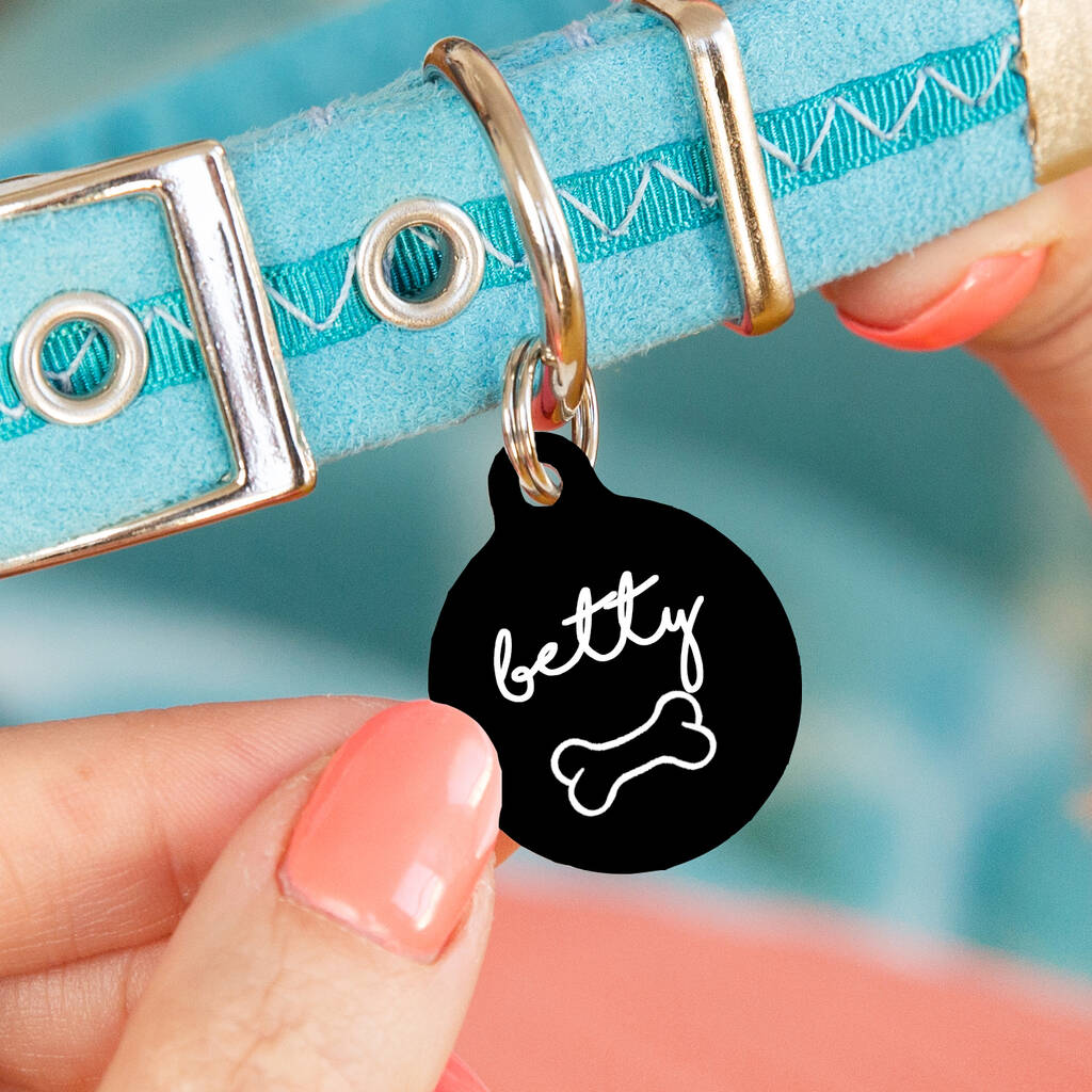 Personalised Circle Dog Bone Pet ID Tag