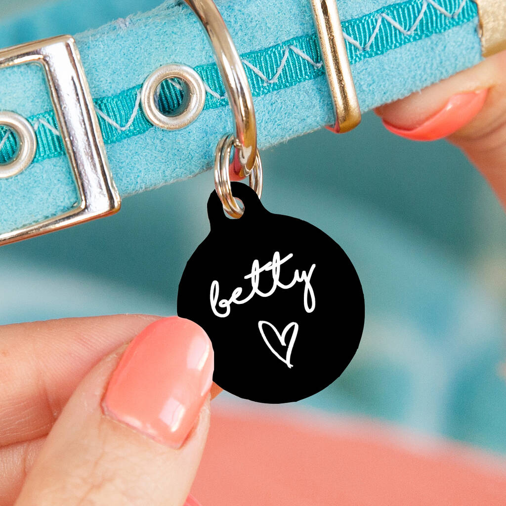 Personalised Circle Heart Pet ID Tag