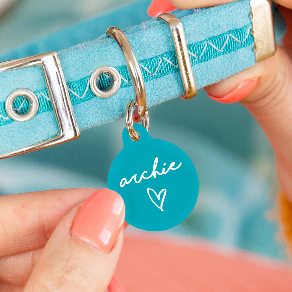 Personalised Circle Heart Pet ID Tag