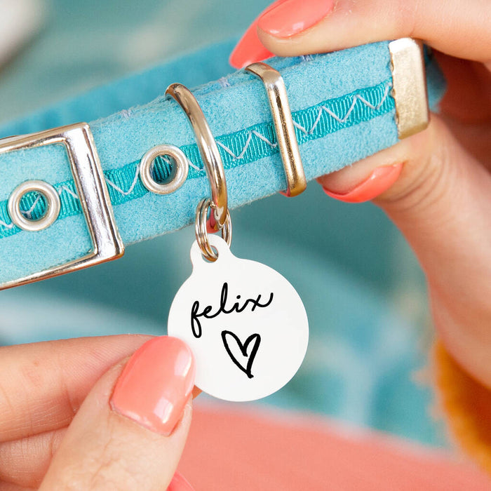 Personalised Circle Heart Pet ID Tag