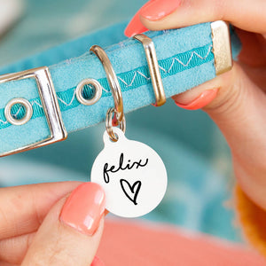 Personalised Circle Heart Pet ID Tag