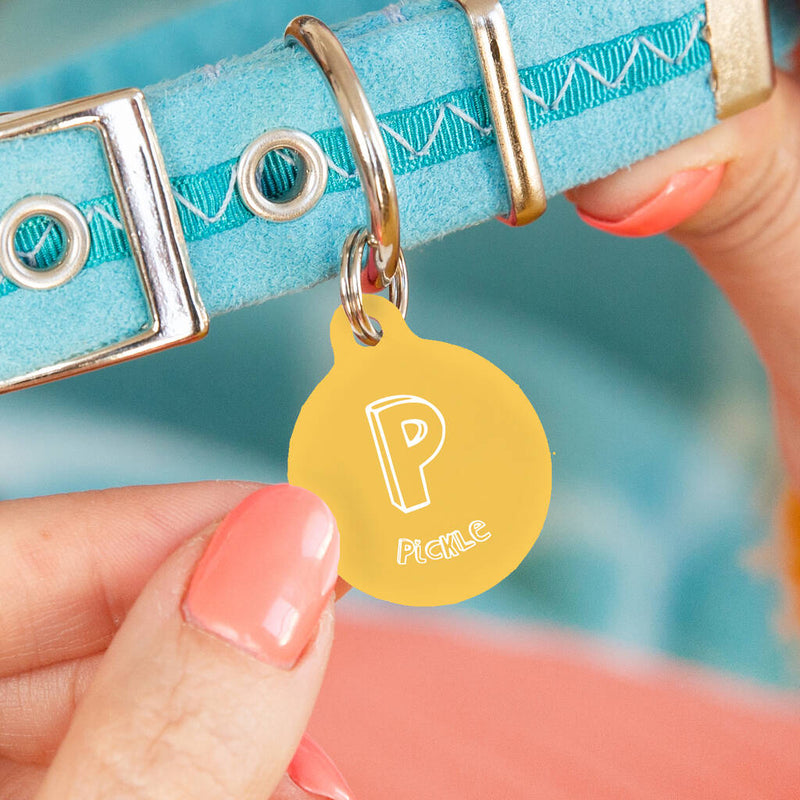 Personalised Circle Inital Pet ID Tag