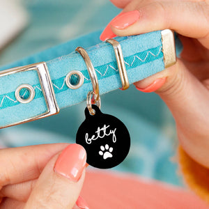 Personalised Circle Paw Print Pet ID Tag