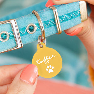 Personalised Circle Paw Print Pet ID Tag