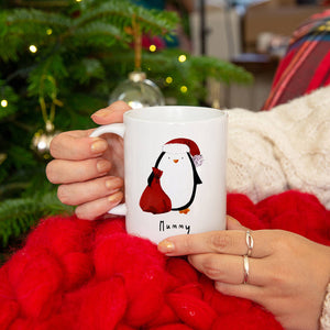 Personalised Couples Penguin Christmas Mug