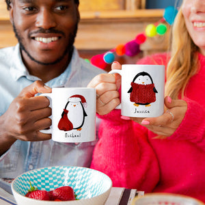 Personalised Family Penguin Christmas Mug