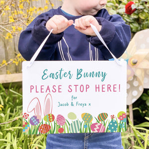 Personalised Easter Bunny Please Stop Here Sign