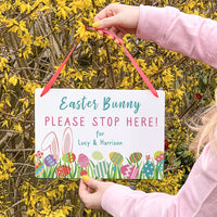 Personalised Easter Bunny Please Stop Here Sign