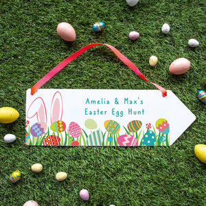 Personalised Easter Egg Hunt Sign Arrow