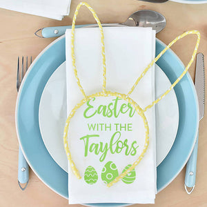 Personalised 'Easter With The' Egg Wreath Napkin