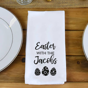 Personalised 'Easter With The' Egg Wreath Napkin