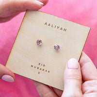 Personalised Eid Silver Birthstone Earrings