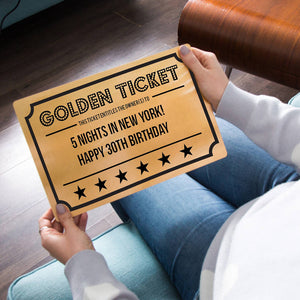 Personalised Golden Ticket Gift Voucher Wallet Keepsake