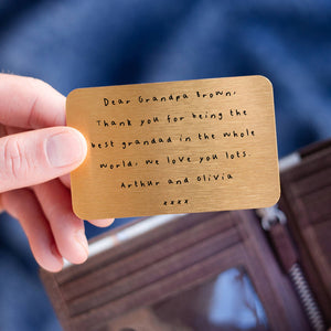 Personalised Handwritten Message Wallet Keepsake Card