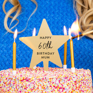 Personalised Happy Birthday Gold Star Cake Topper