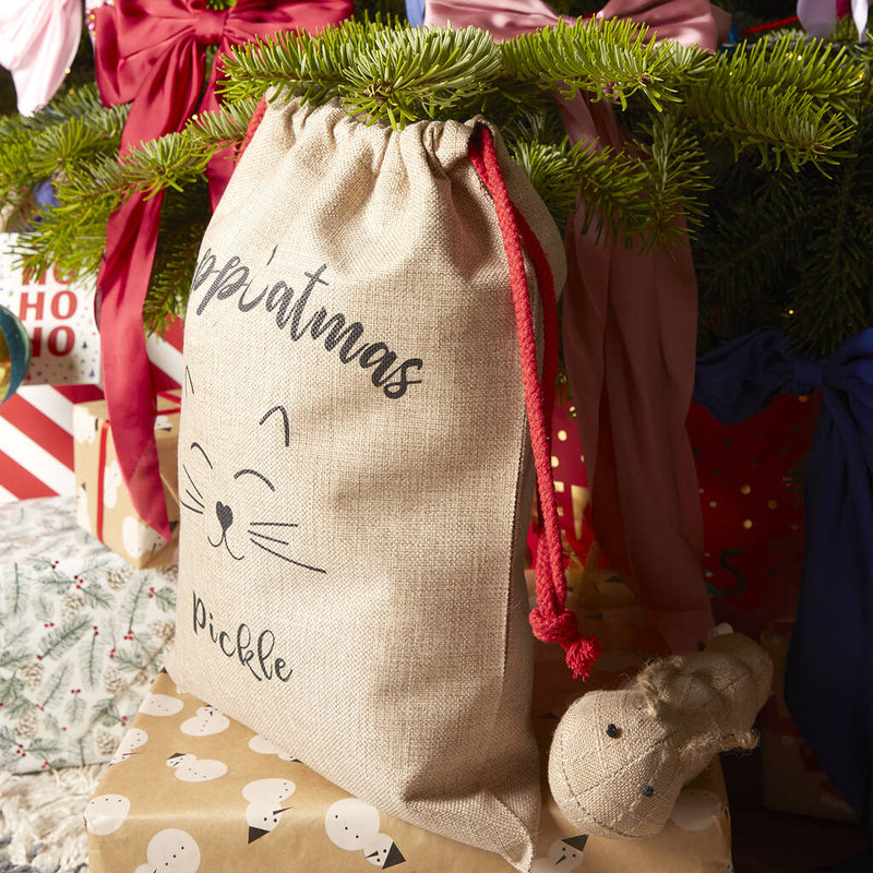 'Happy Catmas' Personalised Pet Christmas Sack