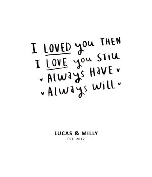 Personalised 'I Loved You Then I Love You Still' Print