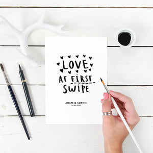Personalised 'Love At First Swipe' Online Dating Print