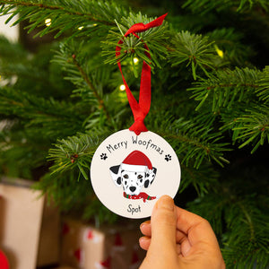 Personalised Merry Woofmas Dog Breed and Name Christmas Decoration