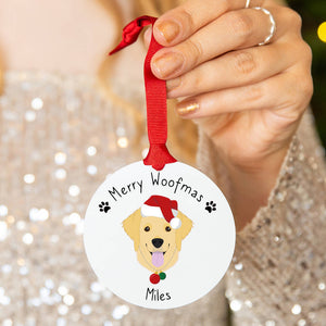 Personalised Merry Woofmas Dog Breed and Name Christmas Decoration