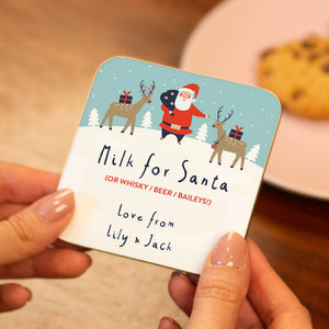 Personalised Milk For Santa Coaster