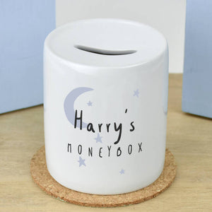 Children's Personalised Moon And Stars Money Box