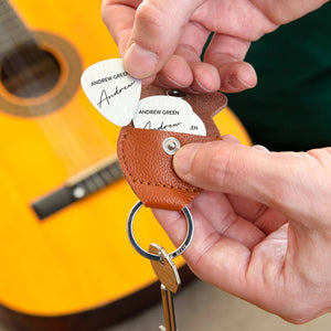 Personalised Name And Signature Guitar Pick Keyring