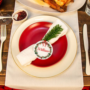 Personalised Name Christmas Wreath Place Setting