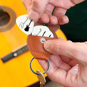 Personalised Name Guitar Plectrum / Pick Keyring