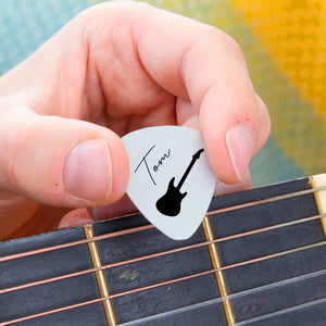 Personalised Name Guitar Plectrum / Pick Keyring