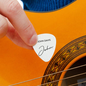 Personalised Name And Signature Guitar Pick Keyring