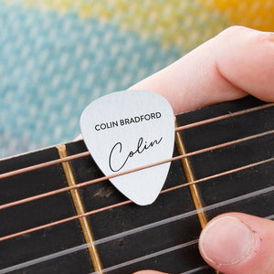 Personalised Name And Signature Guitar Pick Keyring