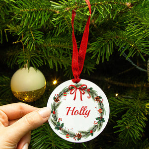 Personalised Name Wreath Christmas Decoration