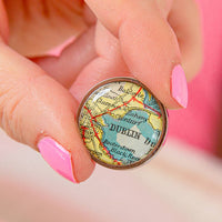 Personalised Vintage Map Token Keyring For Her