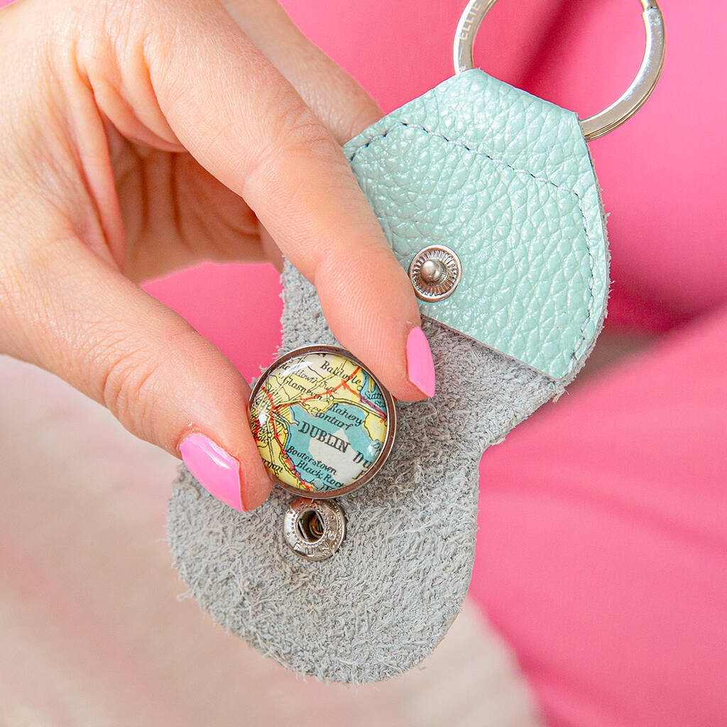 Personalised Vintage Map Token Keyring For Her