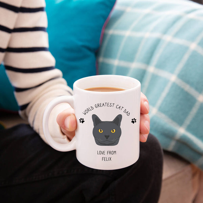 Personalised 'World's Best Cat Dad' Cat Breed Mug