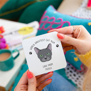 Personalised Worlds Best Cat Mum' Cat Breed Coaster