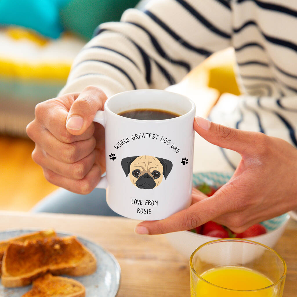 Personalised 'World's best dog dad' Dog Breed Mug