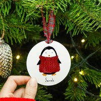 Personalised Penguin with Jumper Christmas Tree Decoration / Place Setting