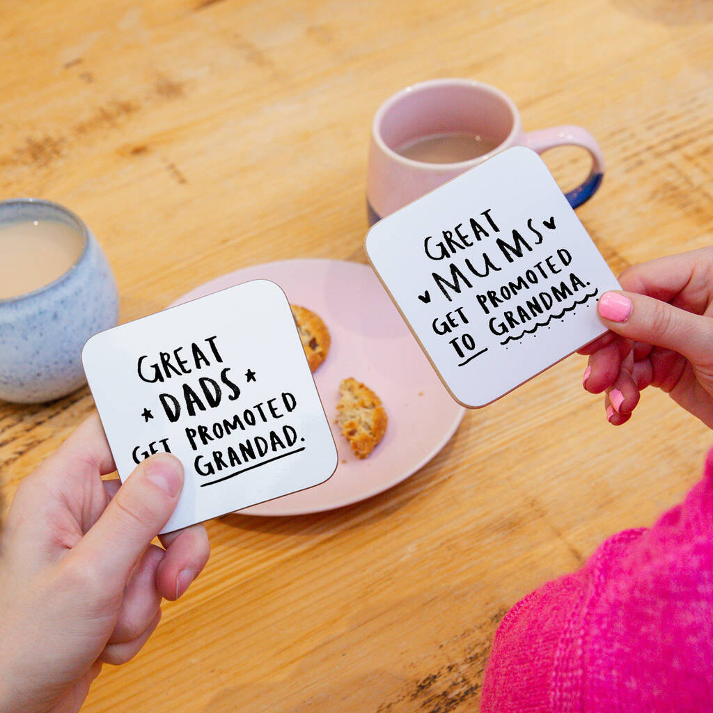 Great Mums & Dad Get Promoted' Coaster Set