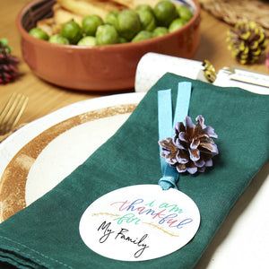 Reusable Gratitude White Christmas Place Setting