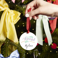 Gratitude Reusable White Christmas Tree Decoration Bauble