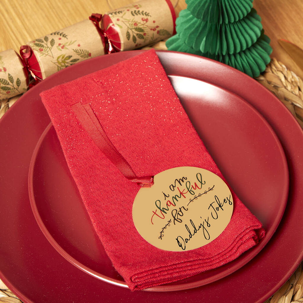 Gratitude Reusable Gold Christmas Place Setting